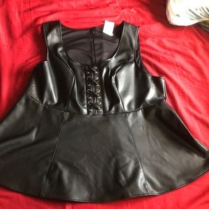 Faux leather peplum top